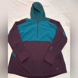Women’s Mountain Hardwear Pullover Fleece XL Hoodie Quarter Zip Purple Blue
